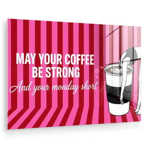 Roze - Strepen - Koffie - Maandag plexiglas 5mm klein -zzzproduct_nieuw