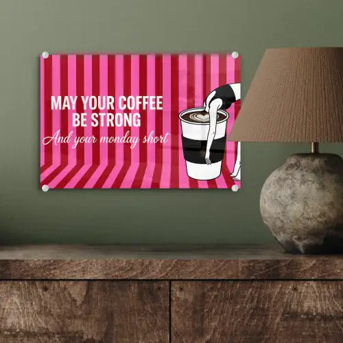 Roze - Strepen - Koffie - Maandag plexiglas 5mm klein -sfeer3