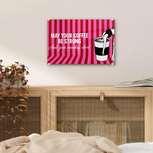 Roze - Strepen - Koffie - Maandag plexiglas 5mm klein -sfeer4
