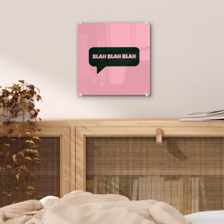 Roze - Tekstwolk - Groen - BLAH BLAH BLAH plexiglas 5mm klein -sfeer4