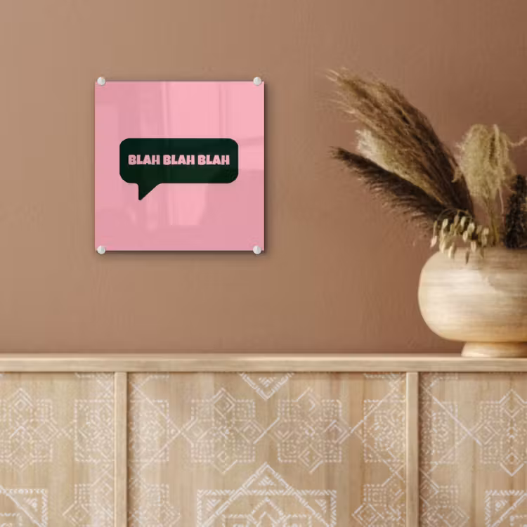 Roze - Tekstwolk - Groen - BLAH BLAH BLAH plexiglas 5mm klein -sfeer5