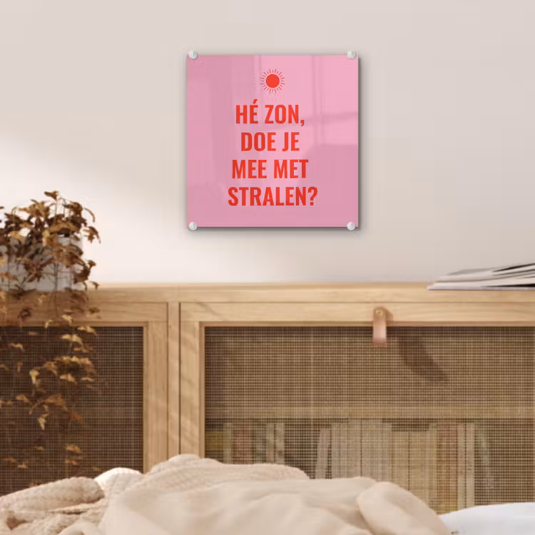 Roze - Zon - Quote plexiglas 5mm klein -sfeer4