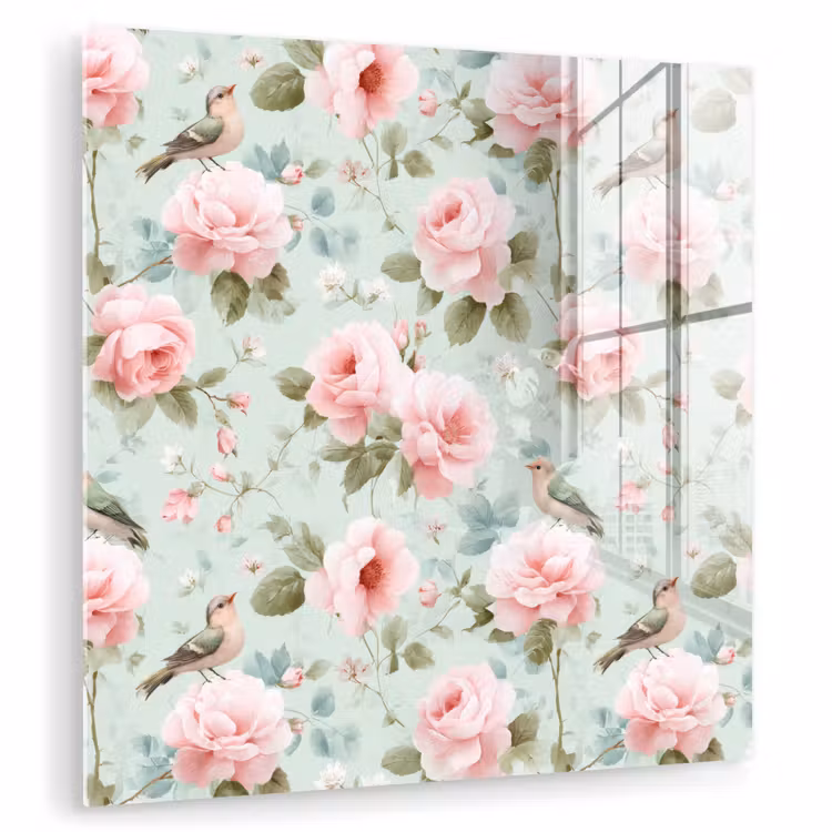 Rozen - Vogels - Pastel - Kleurrijk plexiglas 5mm klein 11 -zzzproduct_nieuw