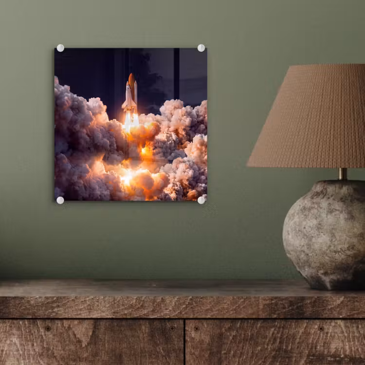 Glas schilderij - Ruimtevaartuig - Lancering - Sterren - Ruimtevaartuig - Lancering - Sterren plexiglas 5mm klein