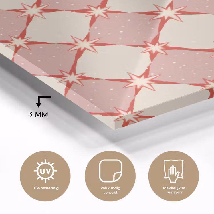 Ruiten - Sterren - Vintage - Oudroze - Rood plexiglas 5mm klein 11 -sfeer2