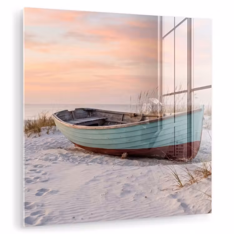 Rustiek - Roeiboot - Zandstrand plexiglas 5mm klein -zzzproduct_nieuw