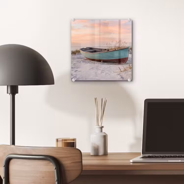 Rustiek - Roeiboot - Zandstrand plexiglas 5mm klein -sfeer6
