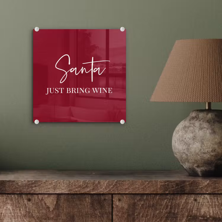 Santa - Wine - Rood - Kerst - Kerstman plexiglas 5mm klein -sfeer3