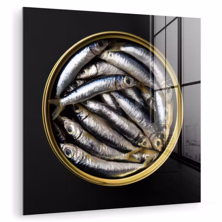 Sardines - Vissen - Rond - Zwart plexiglas 5mm klein -zzzproduct_nieuw