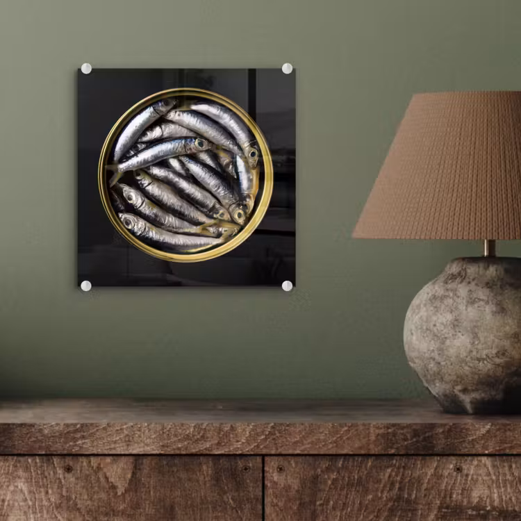 Sardines - Vissen - Rond - Zwart plexiglas 5mm klein -sfeer3