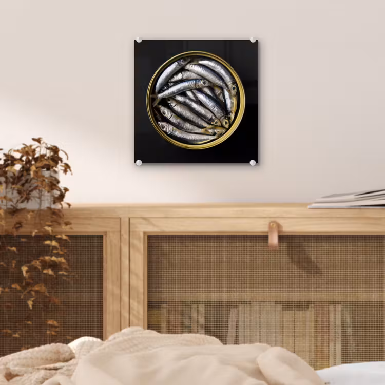 Sardines - Vissen - Rond - Zwart plexiglas 5mm klein -sfeer4