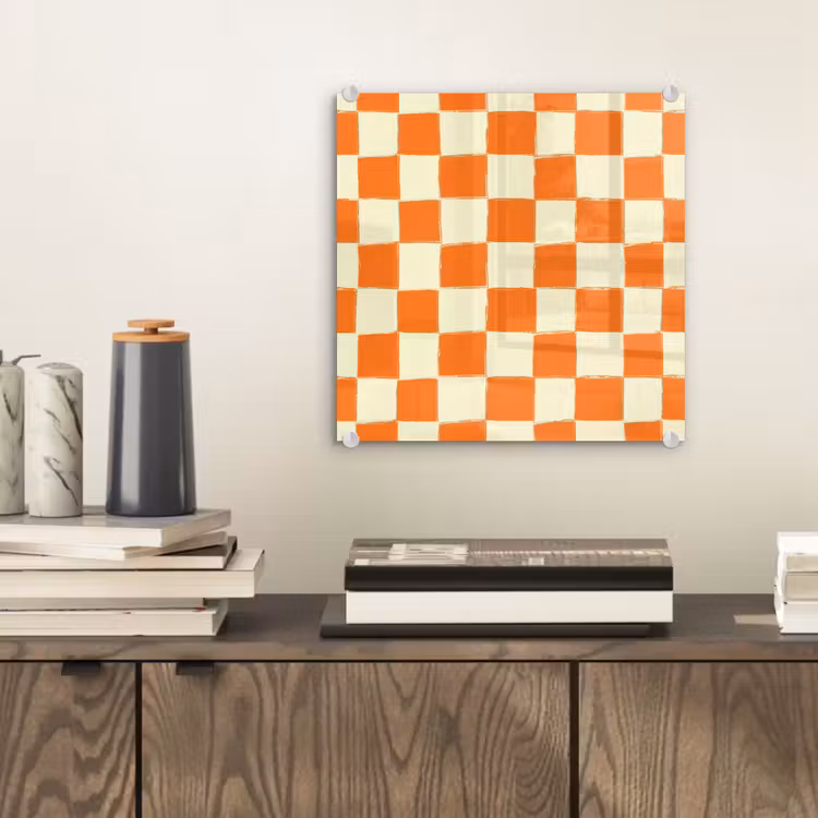 Schaak - Patroon - Oranje plexiglas 5mm klein 11 -sfeer1