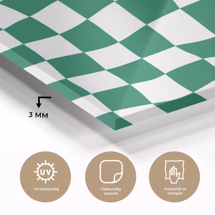 Schaakbord - Golvend - Groen plexiglas 5mm klein 11 -sfeer2
