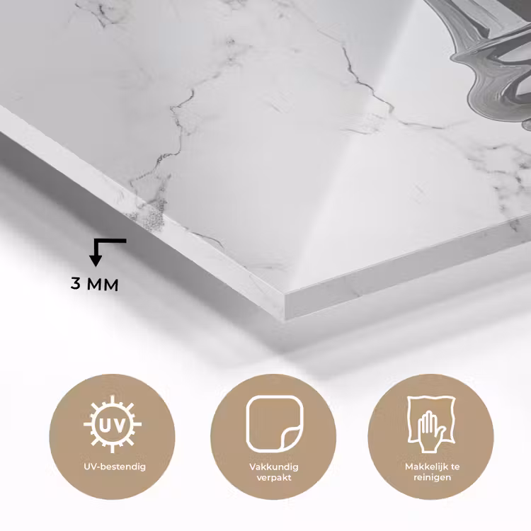 Schaakstuk - Koning - Zwart - Marmer plexiglas 5mm klein -sfeer2