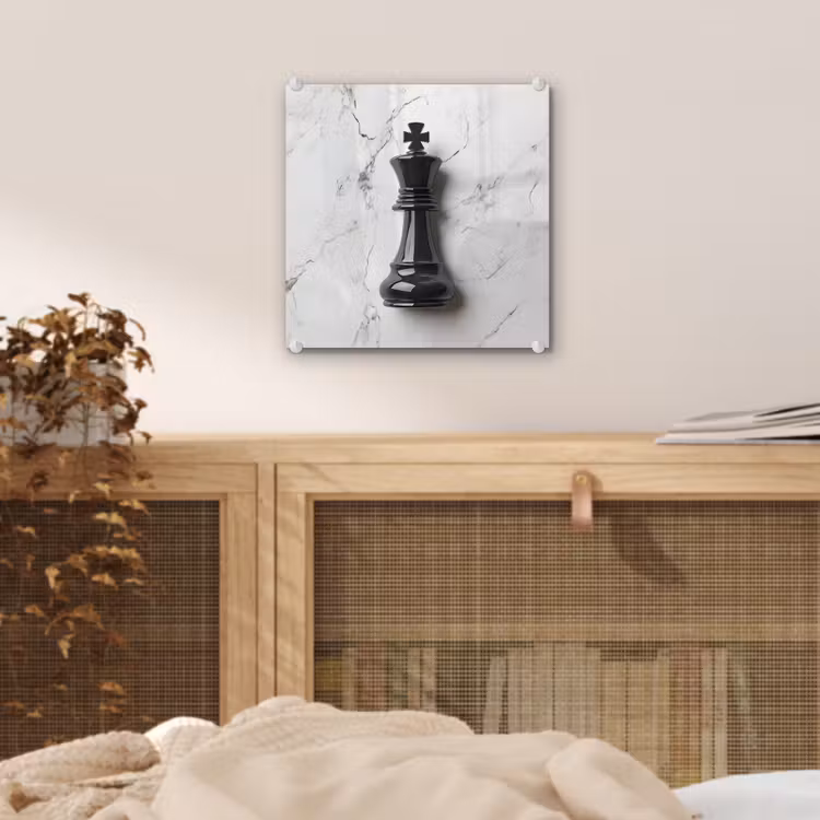 Schaakstuk - Koning - Zwart - Marmer plexiglas 5mm klein -sfeer4