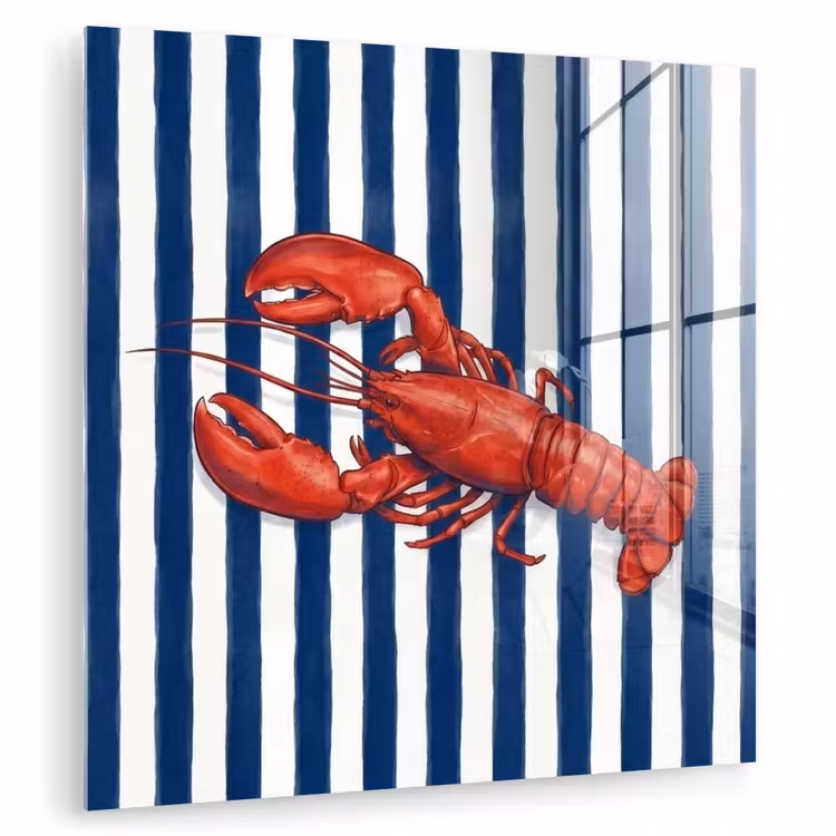Schaaldier - Kreeft - Marine - Illustratie - Rood plexiglas 5mm klein -zzzproduct_nieuw