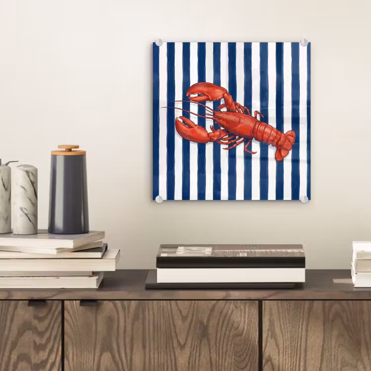 Schaaldier - Kreeft - Marine - Illustratie - Rood plexiglas 5mm klein -sfeer1