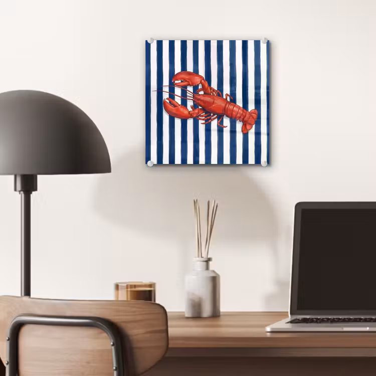 Schaaldier - Kreeft - Marine - Illustratie - Rood plexiglas 5mm klein -sfeer6