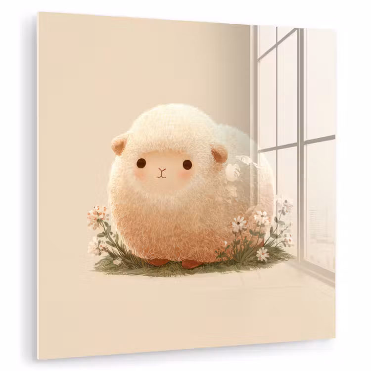 Schaap - Beige - Bloemen plexiglas 5mm klein -zzzproduct_nieuw