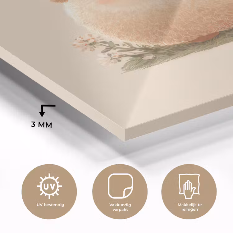 Schaap - Beige - Bloemen plexiglas 5mm klein -sfeer2