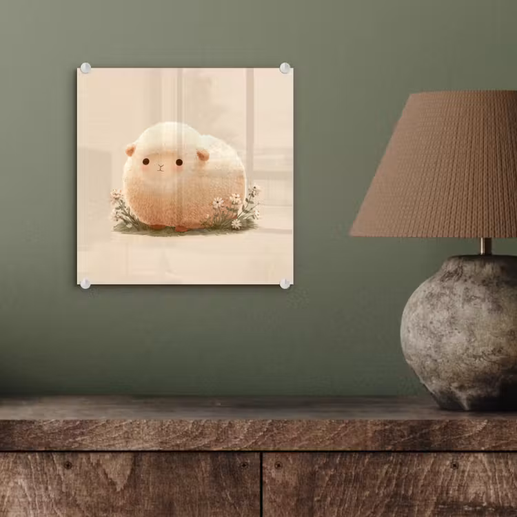Schaap - Beige - Bloemen plexiglas 5mm klein -sfeer3