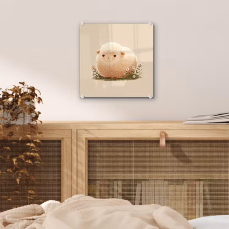 Schaap - Beige - Bloemen plexiglas 5mm klein -sfeer4