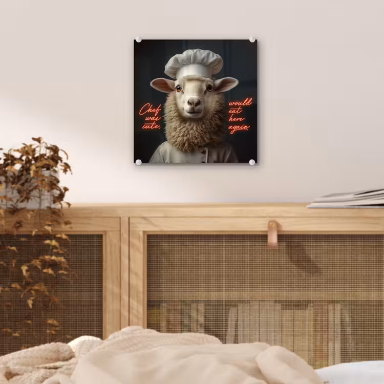 Schaap - Kokskleding - Neon - Quote plexiglas 5mm klein -sfeer4