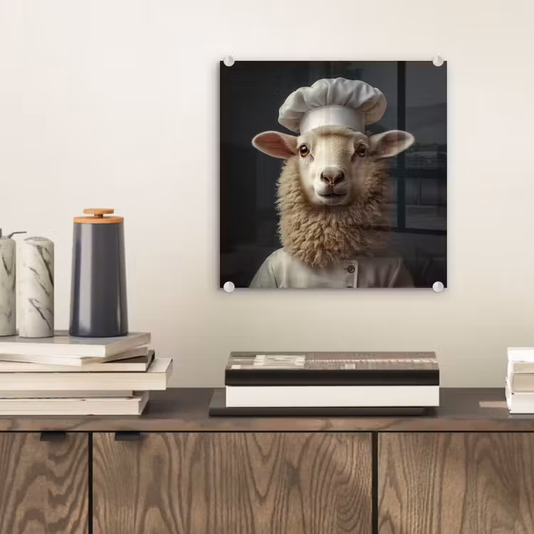 Schaap - Wol - Kok plexiglas 5mm klein -sfeer1