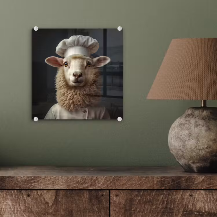 Schaap - Wol - Kok plexiglas 5mm klein -sfeer3