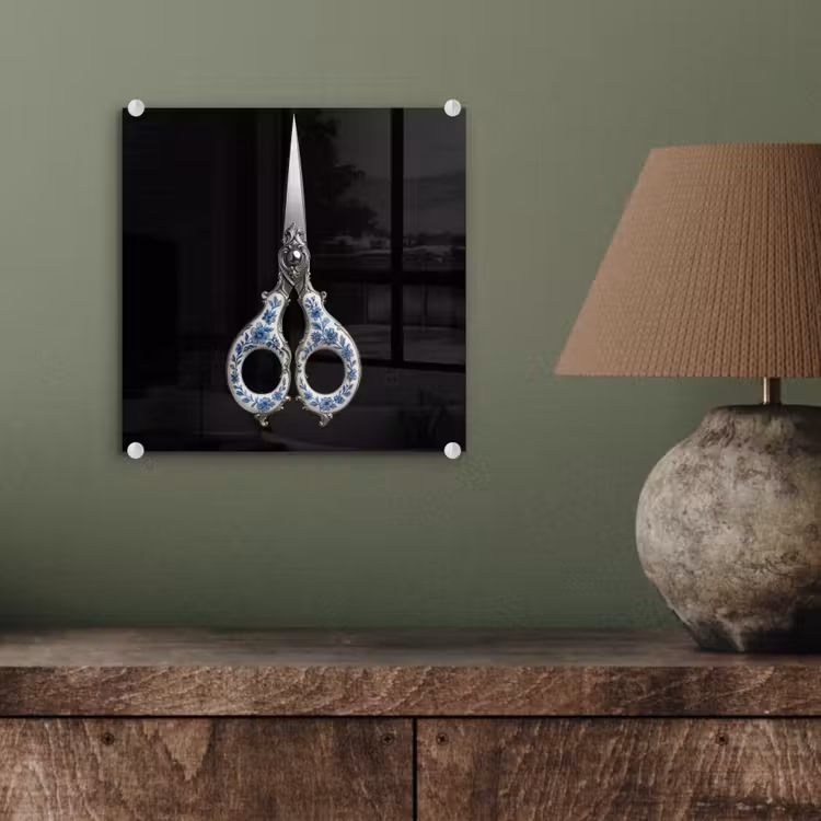 Schaar - Delfts blauw - Zwart plexiglas 5mm klein -sfeer3