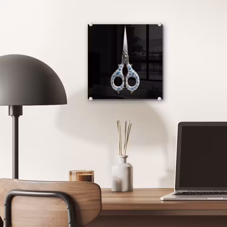 Schaar - Delfts blauw - Zwart plexiglas 5mm klein -sfeer6