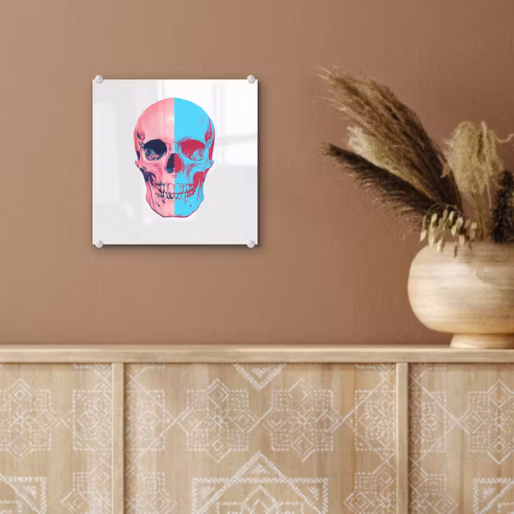 Schedel - Grafisch - Roze - Verdeeld plexiglas 5mm klein -sfeer5