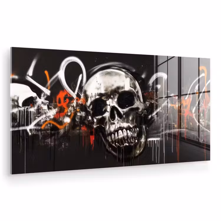 Schedels - Kunst - Donker - Rood plexiglas 5mm klein -zzzproduct_nieuw