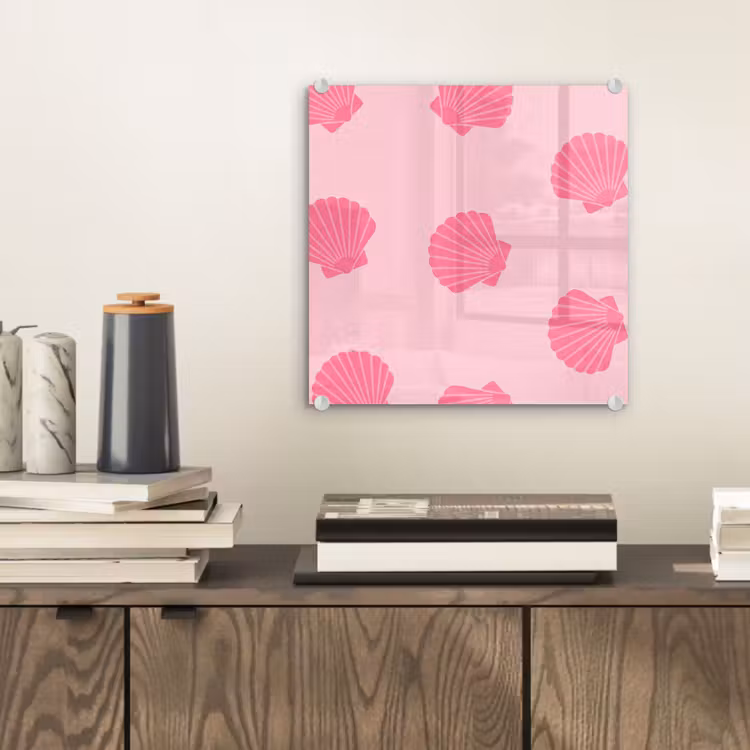 Schelp - Patroon - Zee - Modern - Roze plexiglas 5mm klein -sfeer1