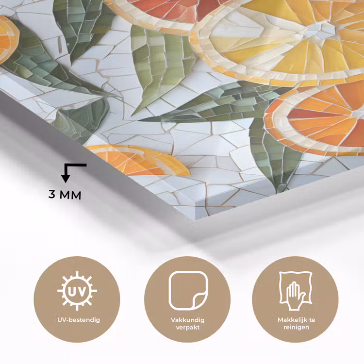 Schijfjes - Fruit - Oranje - Mozaïek plexiglas 5mm klein -sfeer2