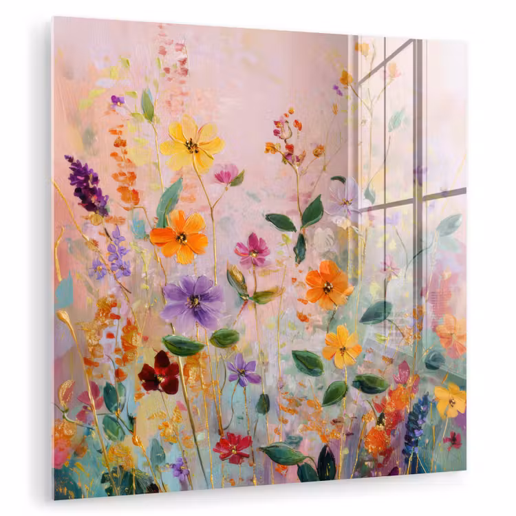 Schilderij - Bloemen - Abstract - Kleurrijk plexiglas 5mm klein -zzzproduct_nieuw