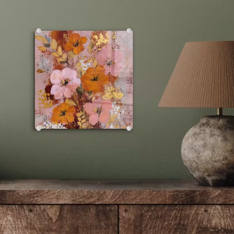 Schilderij - Bloemen - Rustiek - Roze plexiglas 5mm klein -sfeer3