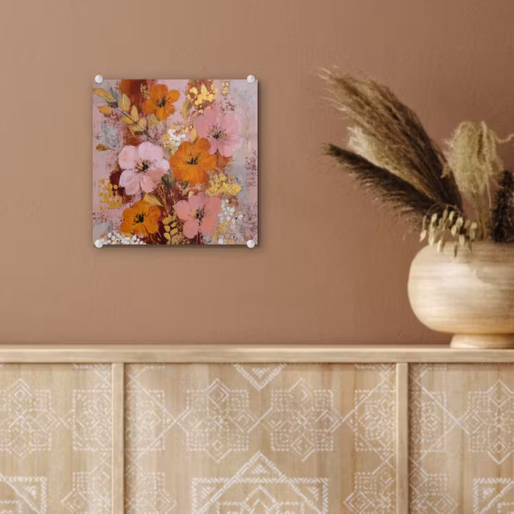 Schilderij - Bloemen - Rustiek - Roze plexiglas 5mm klein -sfeer5
