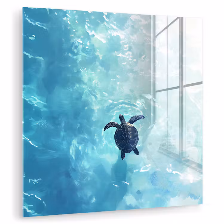 Schildpad - Zee - Blauw - Schittering plexiglas 5mm klein -zzzproduct_nieuw