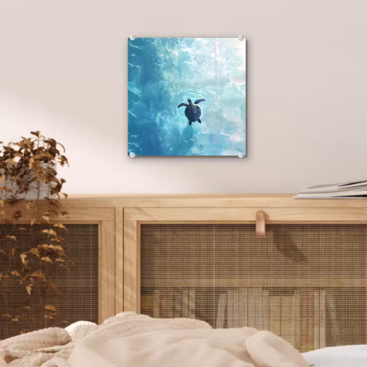 Schildpad - Zee - Blauw - Schittering plexiglas 5mm klein -sfeer4