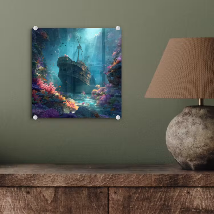 Schip - Hout - Koraalriffen - Zonlicht plexiglas 5mm klein -sfeer3