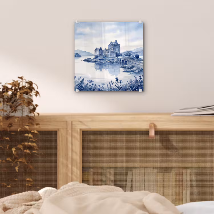 Schots - Kasteel - Blauw - Aquarel plexiglas 5mm klein -sfeer4