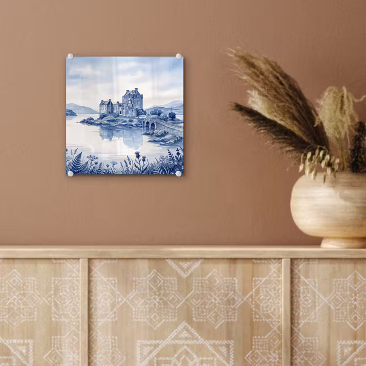 Schots - Kasteel - Blauw - Aquarel plexiglas 5mm klein -sfeer5
