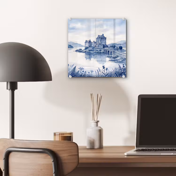 Schots - Kasteel - Blauw - Aquarel plexiglas 5mm klein -sfeer6