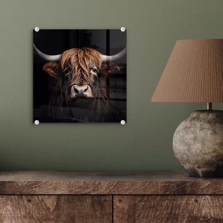 Schotse hooglander - Portret - Zwart - Dier plexiglas 5mm klein -sfeer3