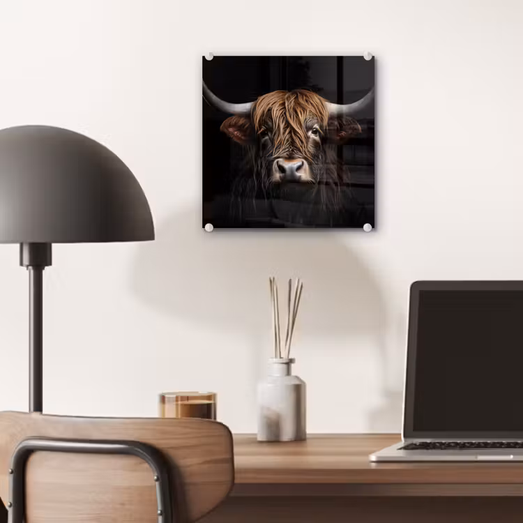Schotse hooglander - Portret - Zwart - Dier plexiglas 5mm klein -sfeer6