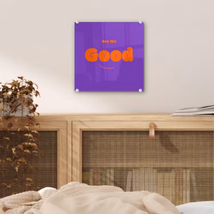 See the good - Oranje - Paars - Smiley plexiglas 5mm klein -sfeer4