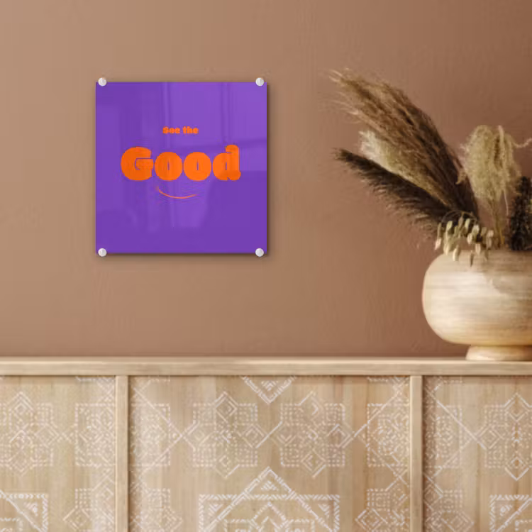 See the good - Oranje - Paars - Smiley plexiglas 5mm klein -sfeer5