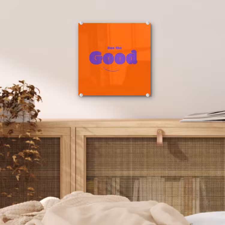See the good - Paars - Oranje - Smiley plexiglas 5mm klein -sfeer4
