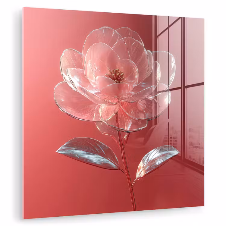 Sierlijk - Bloem - Roze - Glazen plexiglas 5mm klein -zzzproduct_nieuw